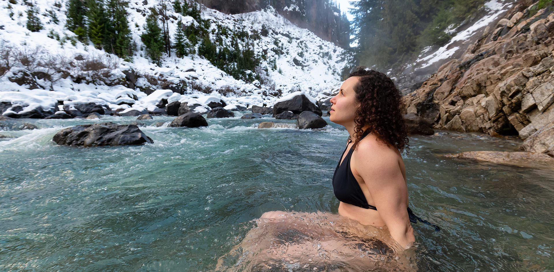 Caucasian,Girl,Swimming,In,The,Ice,Cold,Freezing,Glacier,River